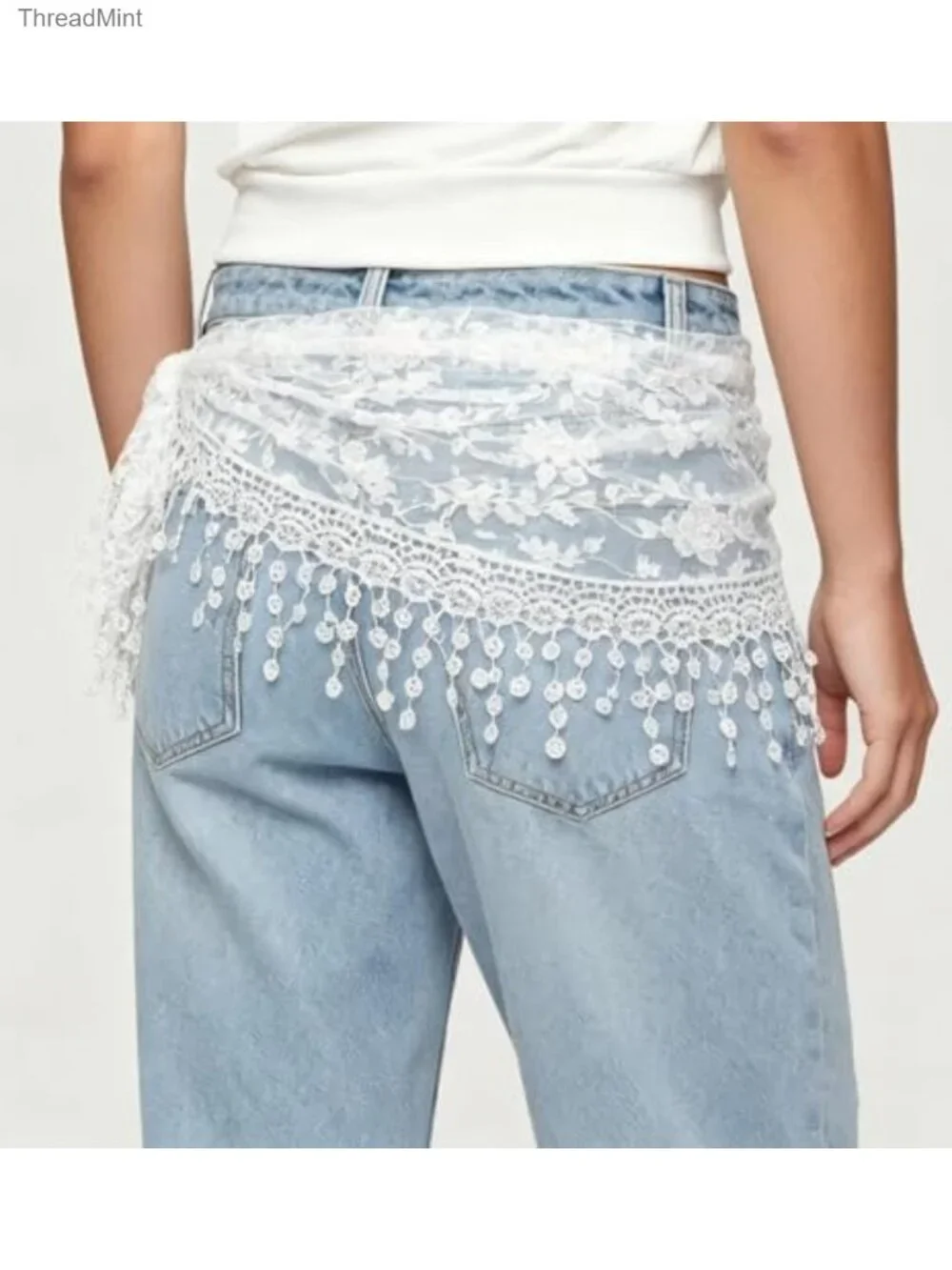 Women Lace Waist Scarf Belt Sheer Floral Wrap Mini Skirt Y2K Boho Sarong